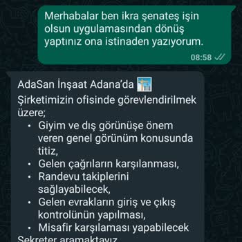 İşin Olsun Adasan İnşaat Adlı Firmadan Müstehcen Birlikte Olma Teklifi