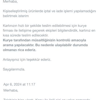 Papara Kart Teslim Edilmiyor