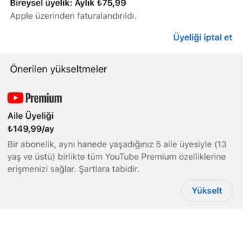 Youtube.com Premium Mükerrer Ödemeler
