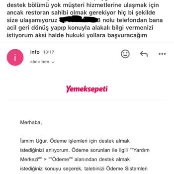 Yemeksepeti Sipariş İptali Yaptıkları Halde Para İadesi Yapılmadı
