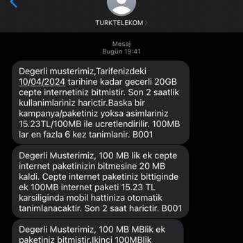 Türk Telekom Ekstra İnternet Paketi İstemediğim Halde Yüklendi