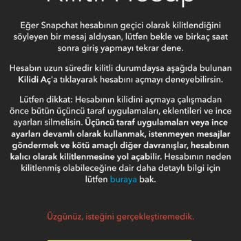 Snapchat Hesap Kilitlenme Sorunu