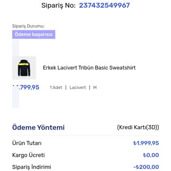 Fenerium Ödeme Başarısız Hatası