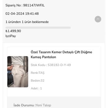 Sardinelli Giyim Ücret İadesi Problemi