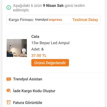 Vira Elektrik Bana Verdiğim Siparişim Gönderilmedi