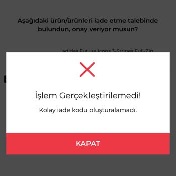 SuperStep İade Talebi Oluşturulmuyor