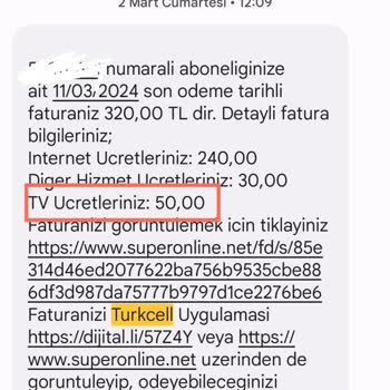 Superonline İstenmeyen TV Ücretiyle Karşı Karşıya Kaldım