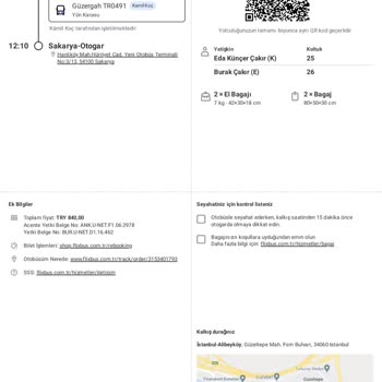 Kamil Koç Sakarya Otobüsü Şikayet