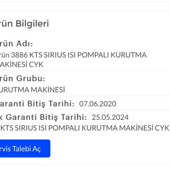 Arçelik Kurutma Makinesi Ek Garanti Süresinin Transfer Edilmemesi