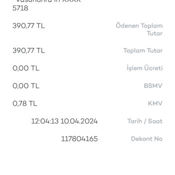 Akbank 390 TL Para Çekilmiş Olup,