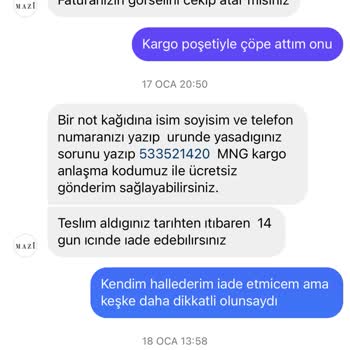 Mazi Butik Müşteri Memnuniyetsizliği Lütfen Görselleri İnceleyin