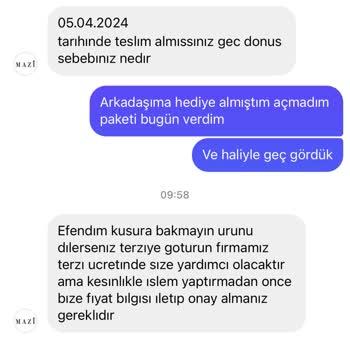 Mazi Butik Müşteri Memnuniyetsizliği Lütfen Görselleri İnceleyin