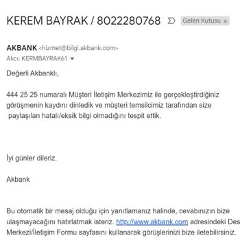 Akbank Müşteri Temsilcisi Yanlış Yönlendirmesi Ve Kalite Dep. İşlevsizliği