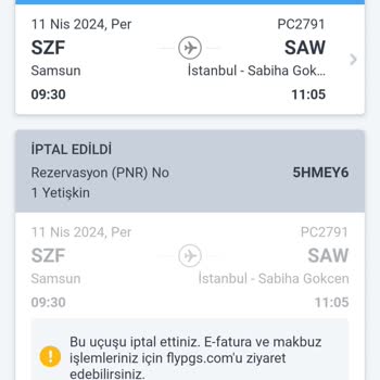 Pegasus Aynı Hesaptan İki Bilet Kesilmesi Sorunu