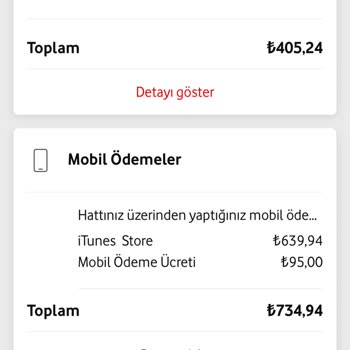 Vodafone Bilgim Dışında İtunes Ücret Kesimi