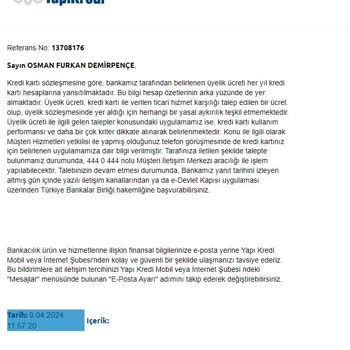 Yapı Kredi Kredi Kartı Aidatı