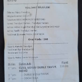 Dürümle Siparişinde İçeceklerimiz Gelmedi