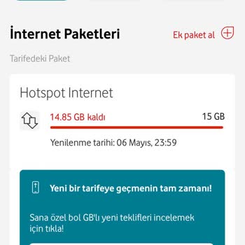 Vodafone Hotspot İnternet Limiti Belirtilmiyor