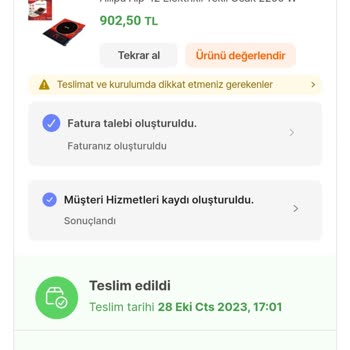 Hepsiburada Elektrikli Ocak Değişim Sorunu