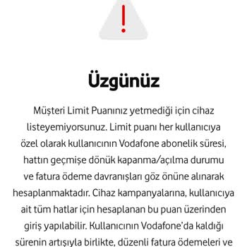 Vodafone Müşteri Puan Cihaz Satın Alma