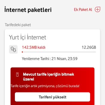 Vodafone İnternet Paketi Hatası