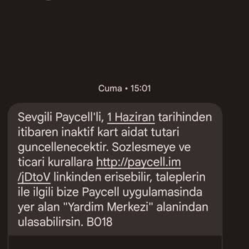 Paycell İnaktif Kart Aidatı Tahsilatı