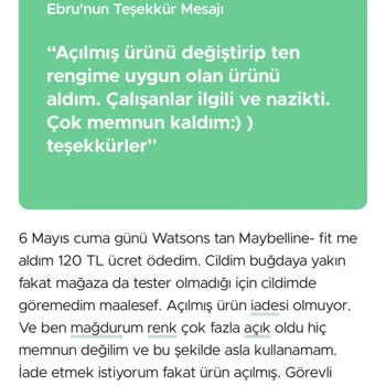 Watsons Açılmış Ürün Değişimi