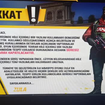 Zula Oyun Hatalı Hile Uyarısı