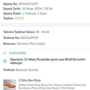 Domino's Pizza Yanlış Ve Geciken!