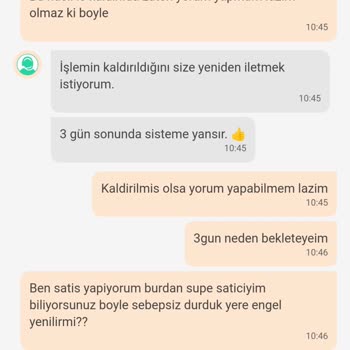 Dolap Sebepsiz Yere Yorum Engeli Verdi Şikayetçiyim Haksızlık!