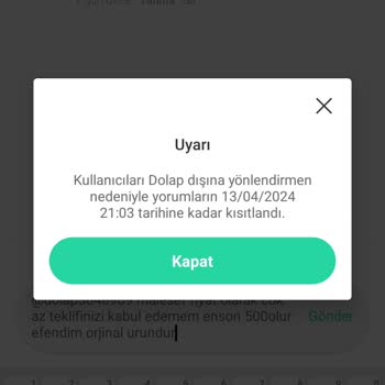 Dolap Sebepsiz Yere Yorum Engeli Verdi Şikayetçiyim Haksızlık!