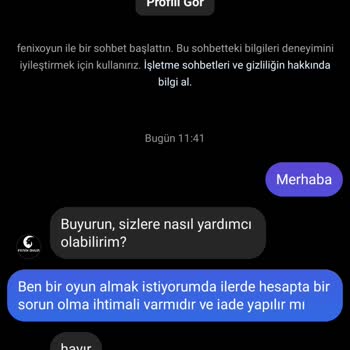 FenixOyun Fenix.com İade Yapılmıyor