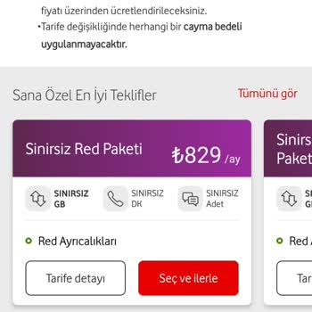 Vodafone'un Tarife Fiyat Artışı
