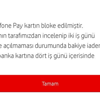 Vodafone Pay Sanal Kart Bloke Sorunu