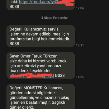 Garantideki Monster Marka Mousem Servisten Geldiği Halde Bozuk.