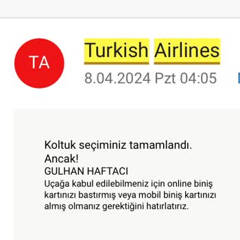 08 Nisan 05.50 THY İstanbul -Elazığ Uçağı