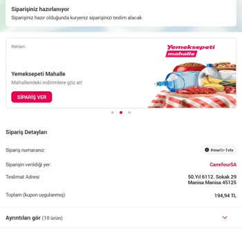 Manisa Carrefour SA Yemeksepeti İnsanı Mağdur Ediyor