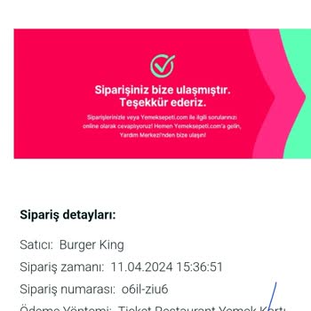 Burger King Ticket Ederned Ödemesi
