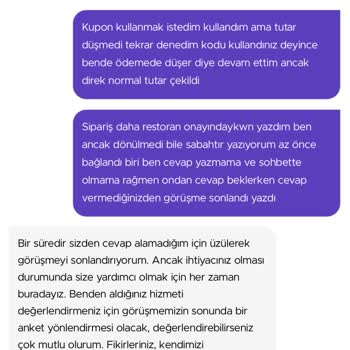 Getir Yemek İptal Sorunu