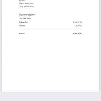 Hotels.com İade Edilen Odanın İade Ücretinin Yatırılmaması