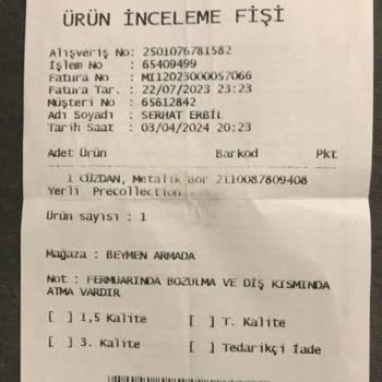 Beymen Kusurlu Ürünü Değişim Yapmıyor