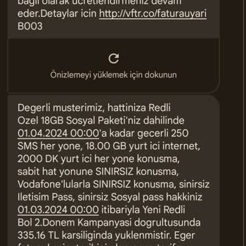 Vodafone 12+12 Kampanyasından Dolayı Aşırı Yüksek Gelen Fatura