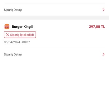 Tıkla Gelsin Burger King İptal İadesi Gecikmesi