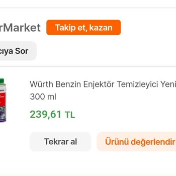 Würth Enjektör Temizleyici Yağa Yakıt (benzin) Karışıyor