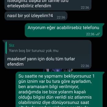 Turlasana.com Tur Başlangıç Saatine 12 Saatten Az Kala Turu İptal Etti