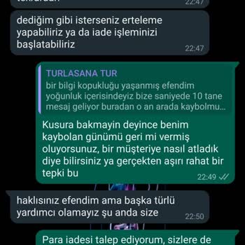 Turlasana.com Tur Başlangıç Saatine 12 Saatten Az Kala Turu İptal Etti