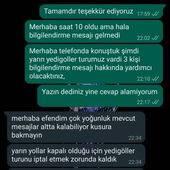 Turlasana.com Tur Başlangıç Saatine 12 Saatten Az Kala Turu İptal Etti