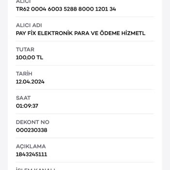 PayFix Para Hesabıma Geçmedi.