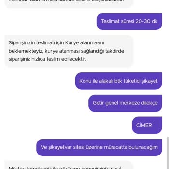 Getir Canlı Desteğin Tüketici Talebini Hiçbir Şekilde Ciddiye Almaması