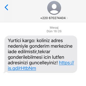 Kargo İadesi Ve Adres Güncelleme Talebi SMS'ine Dair Şaibe!